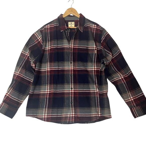 WOOLRICH Flannel Shirt Mens XXL Button Down Blue Red Casual Classic Cabincore - Picture 1 of 9